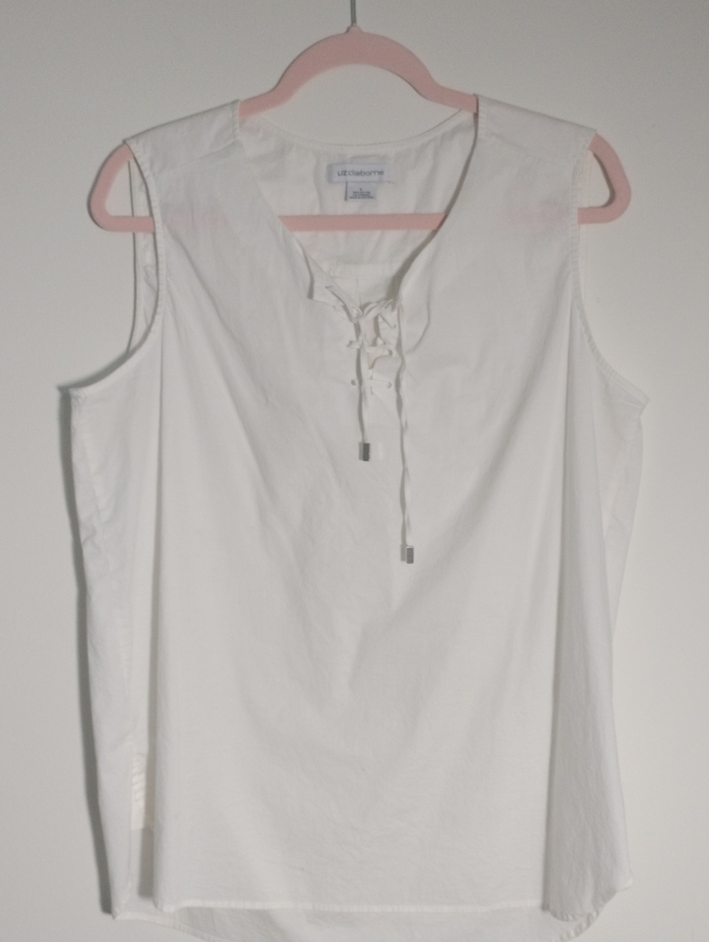 Liz Claiborne White Lace-Up Sleeveless Shell